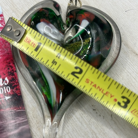 LUKE ADAMS GLASSBLOWING STUDIO BLOWN GLASS HEART NEW SIGNED - Picture 4 of 11